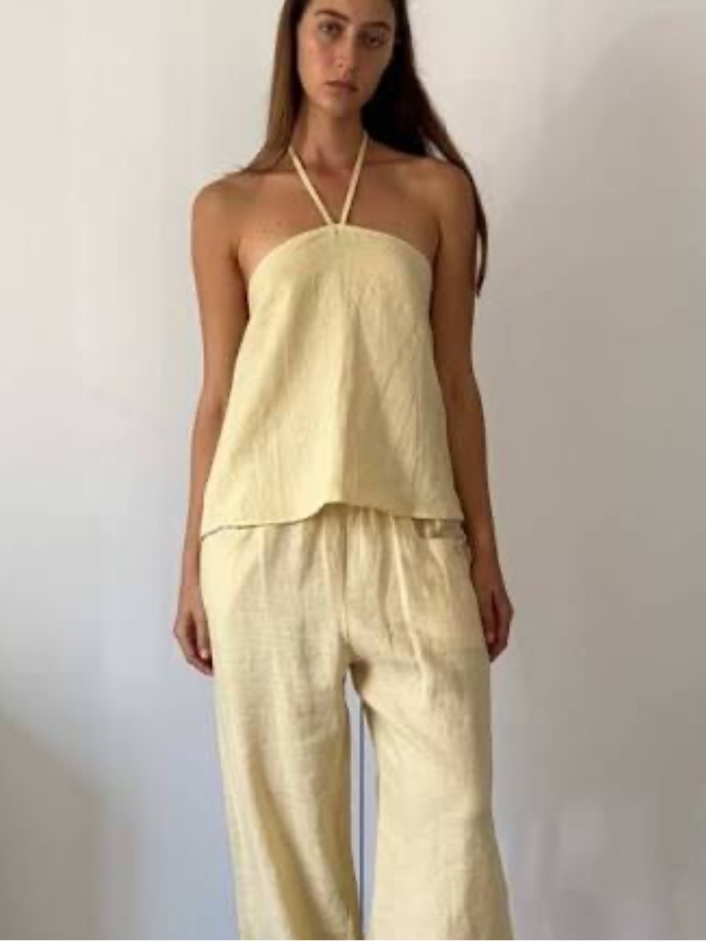 Deiji Studios Butter Yellow Linen Halter Top - Picture 7 of 7